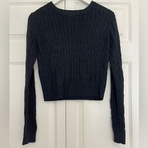 Garage cable knit classic navy blue sweater crew neck size medium
